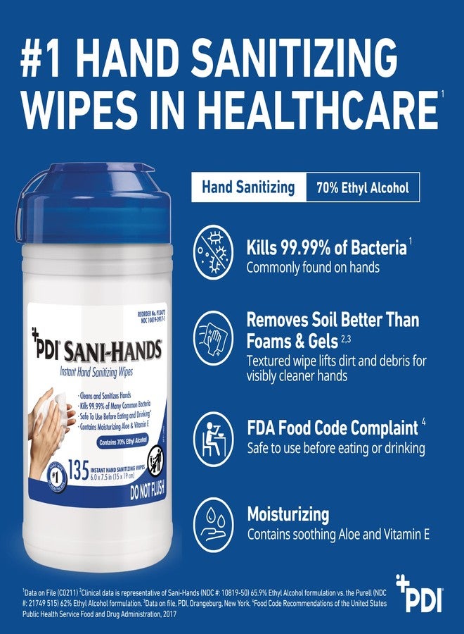 PDI SaniHands ALC Antimicrobial Alcohol Gel Hand Wipe, 135 Per Canister - Image 2